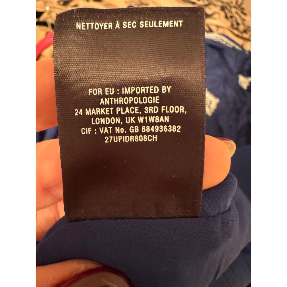 Anthropologie Blue White Hi-Low Midi Skirt Stretch Waist - Size 12 - Picture 8 of 8